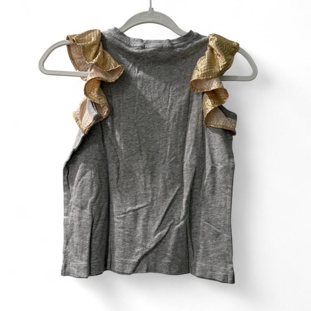 Crew cuts Kids Gray Tank Top with Gold Ruffle Sleeves - Picture 2 of 2